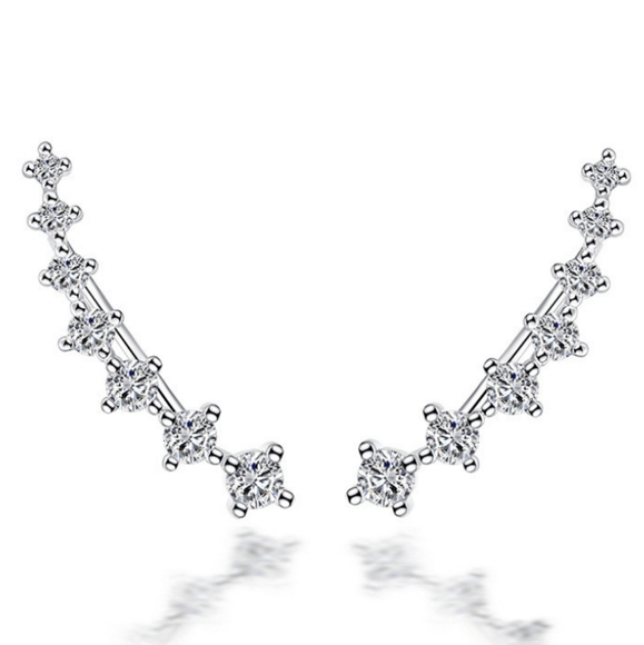 NEW 925 Sterling Silver Diamond Star Ear Climbers - Picture 10 of 16